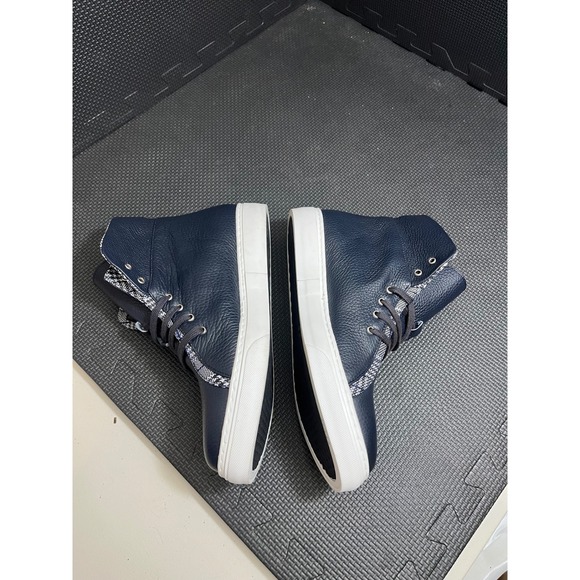 Sarah Flint Charlotte Sneaker in Navy Leather and Houndstooth Fabric 40 US 9-9.5 - Picture 4 of 9